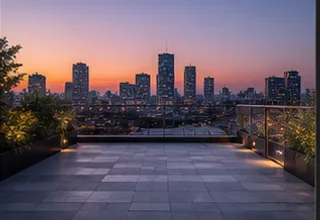 城市天台背景示意图
