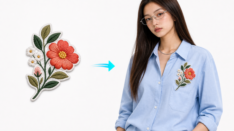 印绣花贴图功能示意图